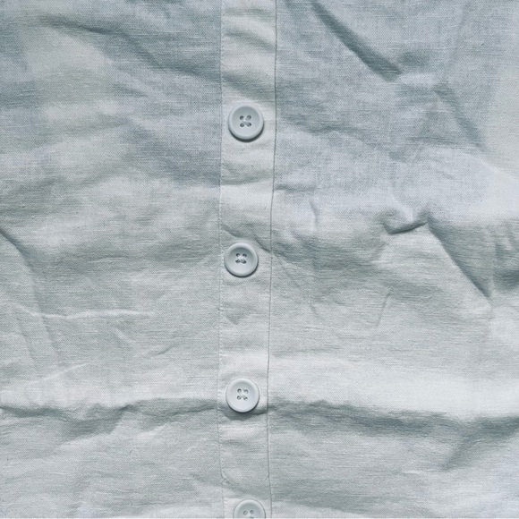 BP crop tank button front linen blend white cami shirred smocked back size 3X - Picture 2 of 10